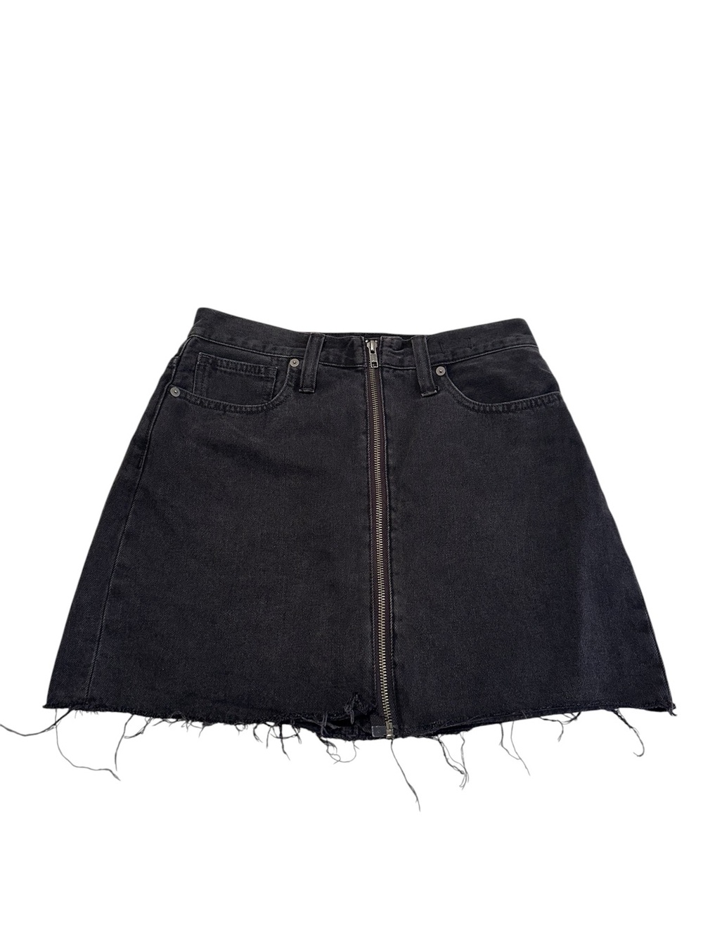Madewell Black Denim Mini Skirt with Front Zipper